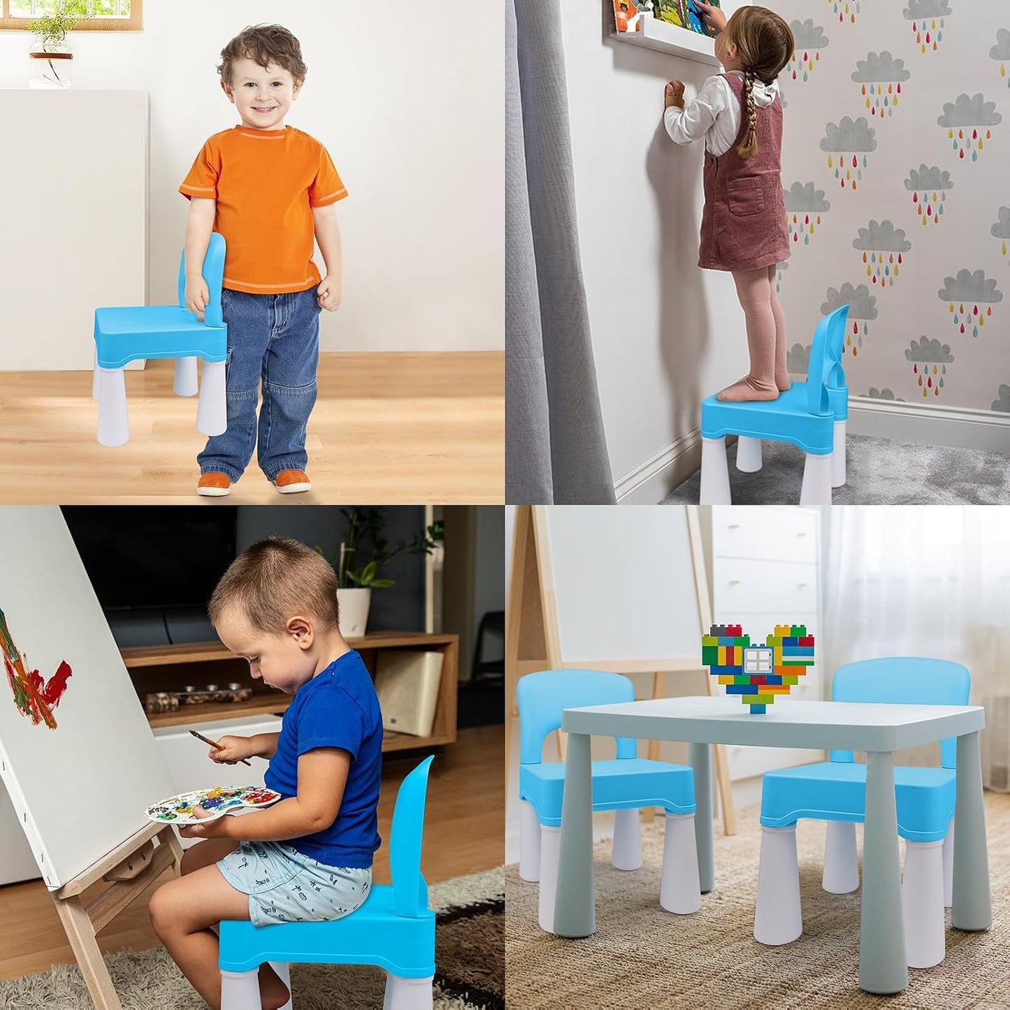 Kinderstuhl mit ergonomischer Rückenlehne, Blau