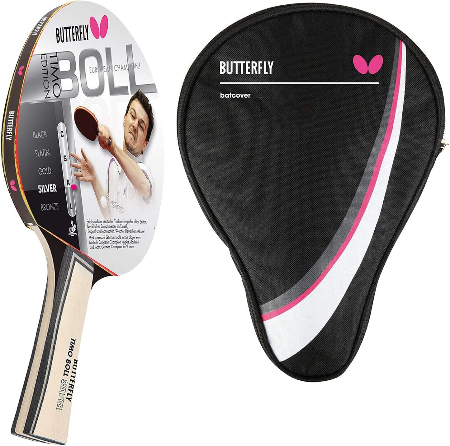 Tischtennisset - 85015 Timo Boll Silver, Bundle mit Case DC1
