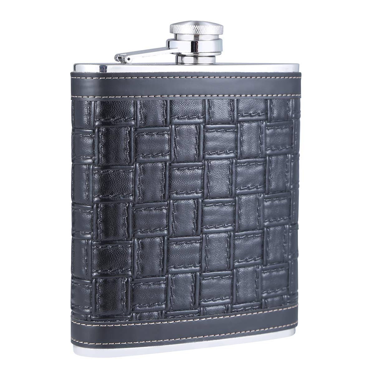 Flachmann mit Lederumwicklung, 18 oz C. Schwarz(2)
