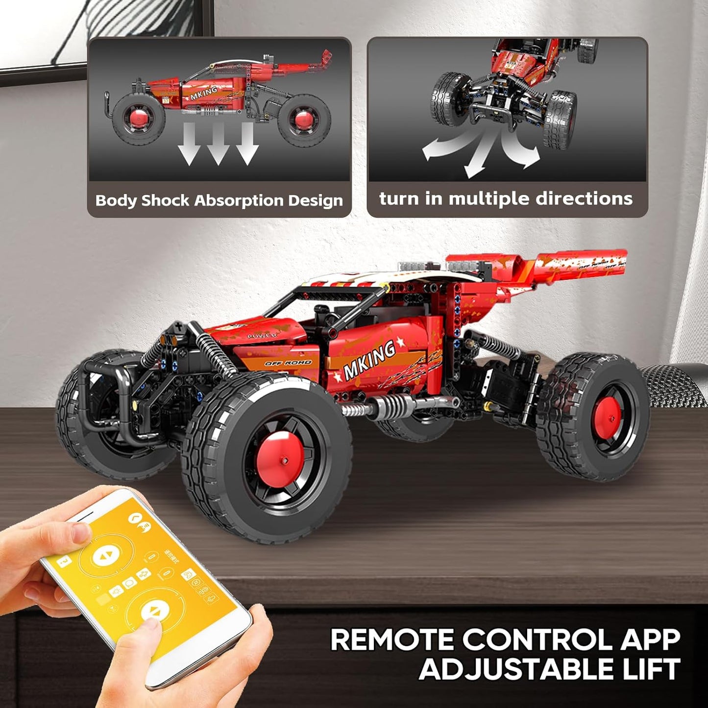18019B Technik Geländewagen Modellbaustein-Set, 708 Teile, App-Steuerung, All Terrain Fahrzeug