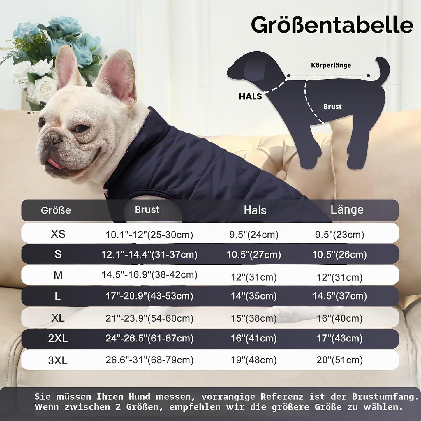 Gefütterte Hundejacke, XL Blau