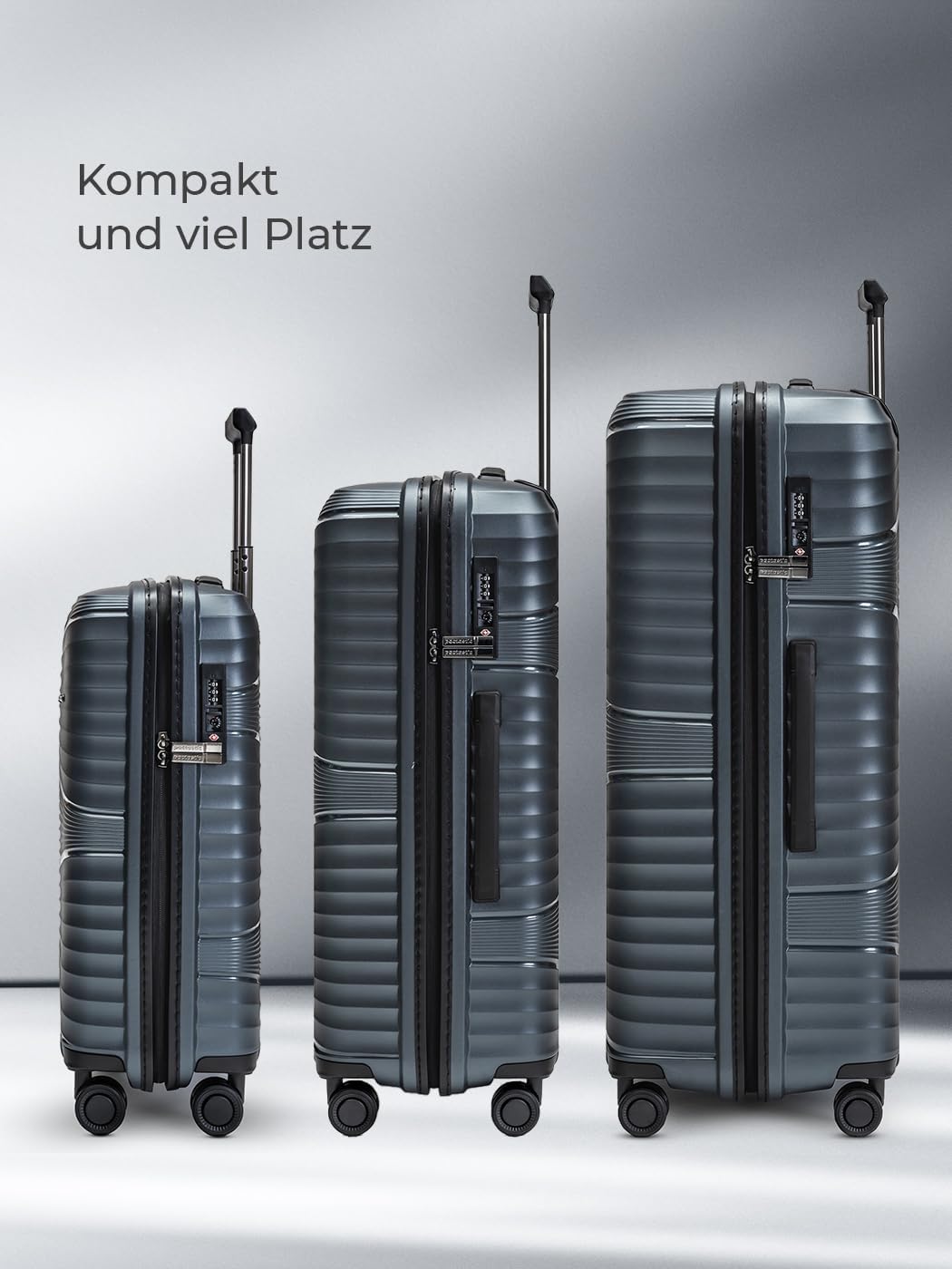 Collection 02 THE THREE SET 4 Rollen Kofferset 3-teilig, Kofferset (3-teilig) Dark-grey Metallic
