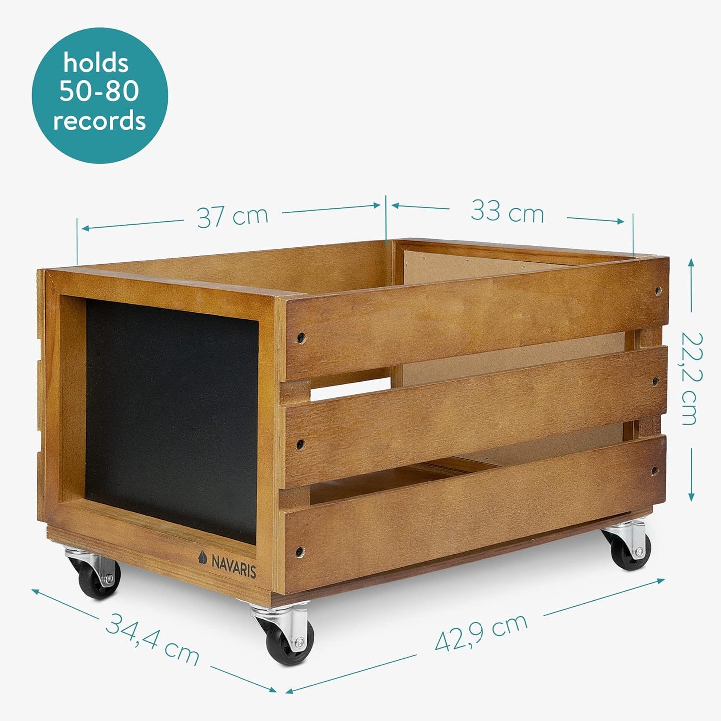 Schallplatten-Kiste mit Kreidetafel, Braun