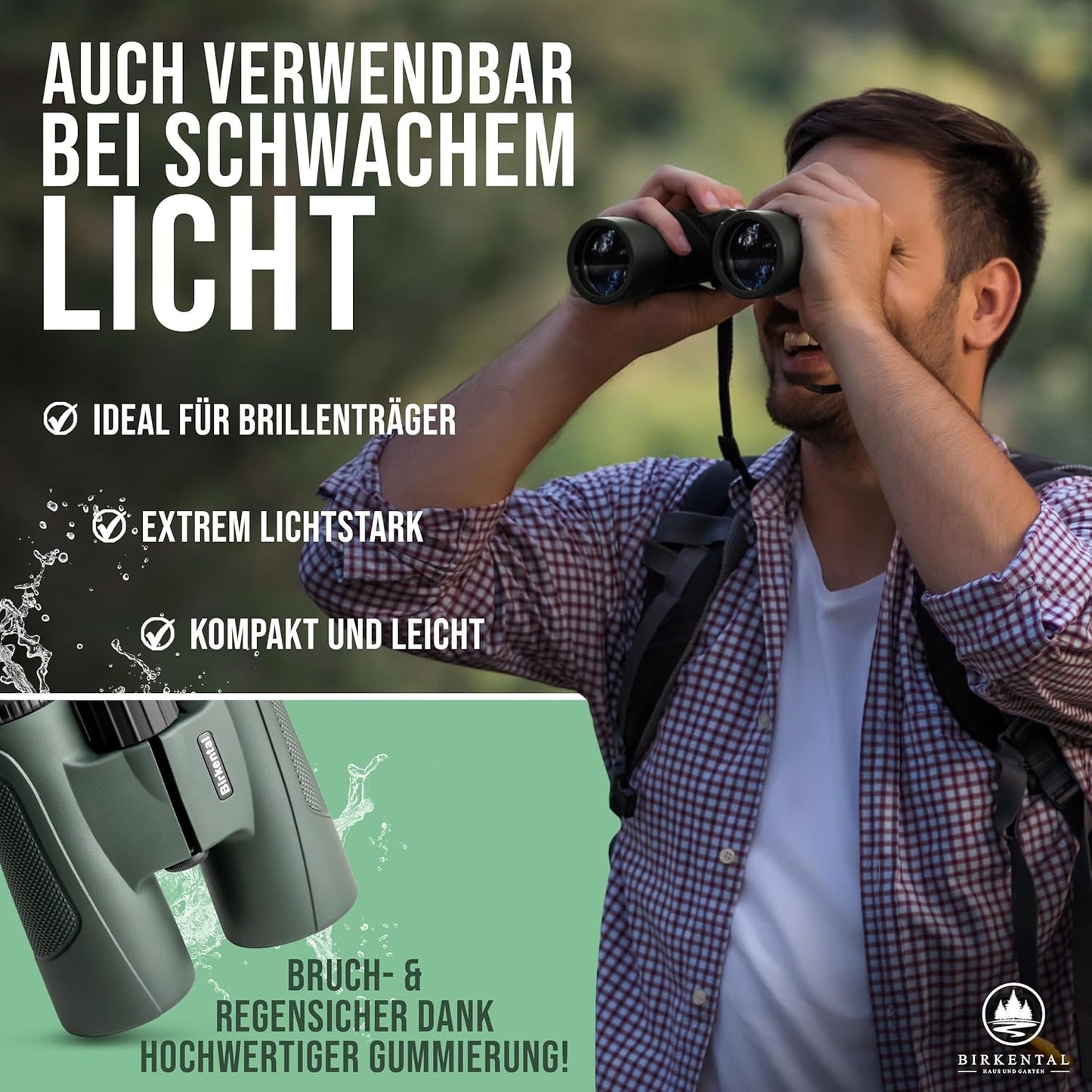Fernglas 12x42 HD Zoom wasserdicht, Grün 12x42