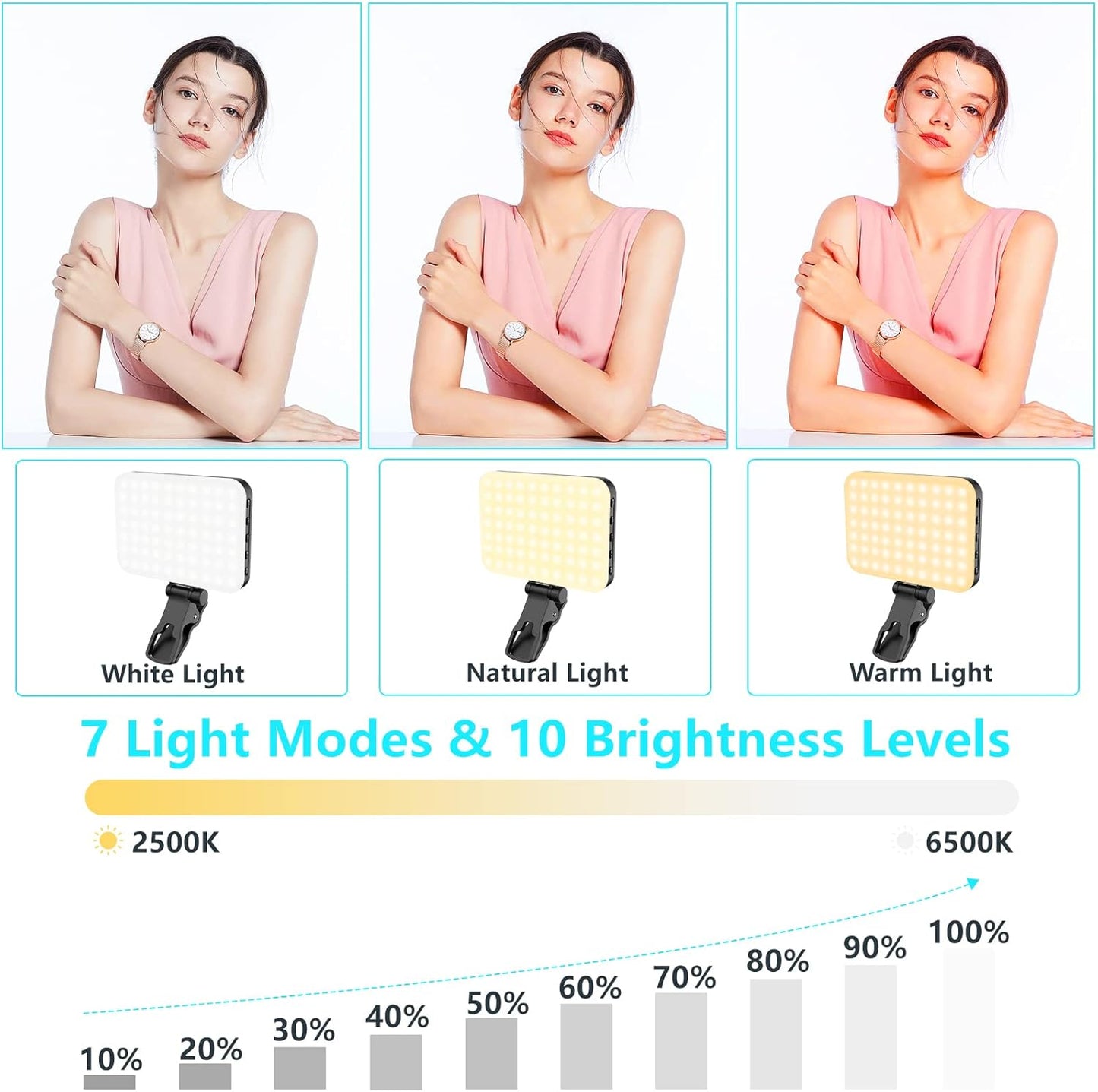 Selfie-Licht mit 10-stufiger Helligkeit und 7 Modi