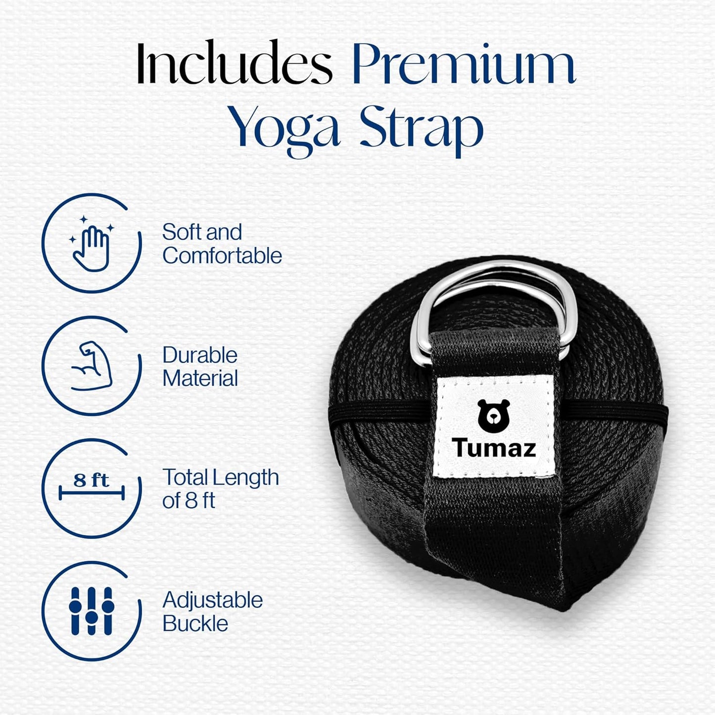 2er-Set Yoga Block mit Yoga-Gurt, 06. Schwarz
