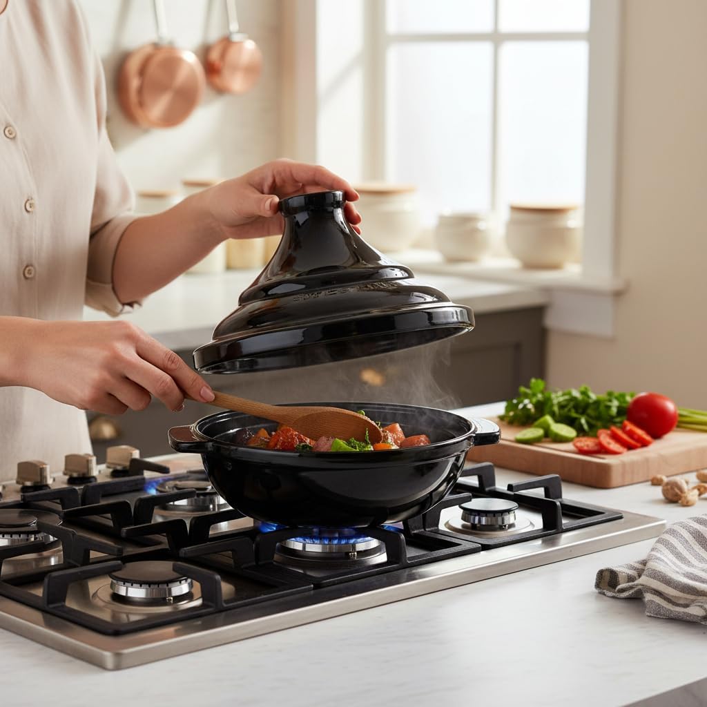 Tajine Schmortopf Induktion geeignet, 33 cm, 33cm Schwarz