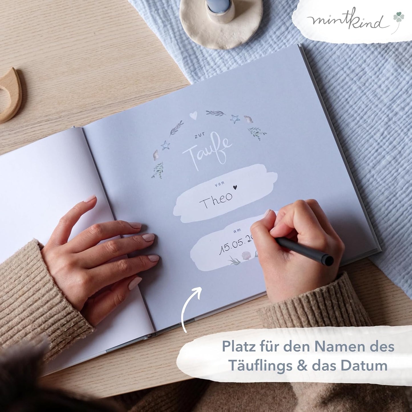 Gästebuch zur Taufe mit 72 Innenseiten, Wal ohne Stickerset