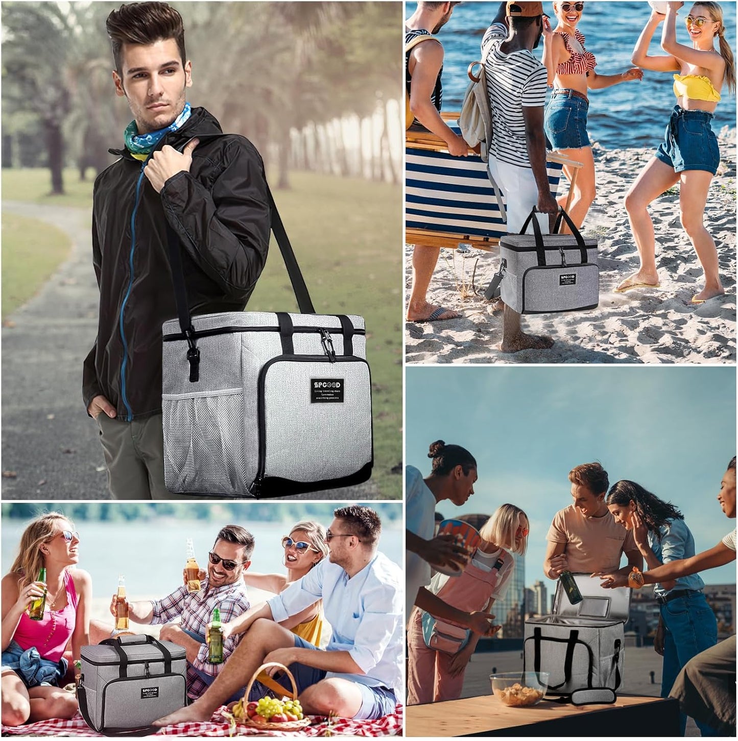 Faltbarer Thermo-Picknicktasche, Grau 30L