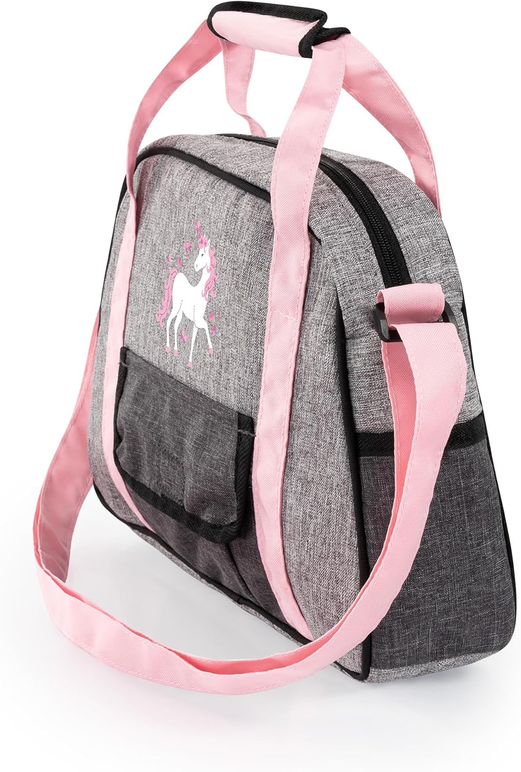 Wickeltasche für Puppen mit Zubehör-Set, Jeans-Grau, rosa, Wickeltasche