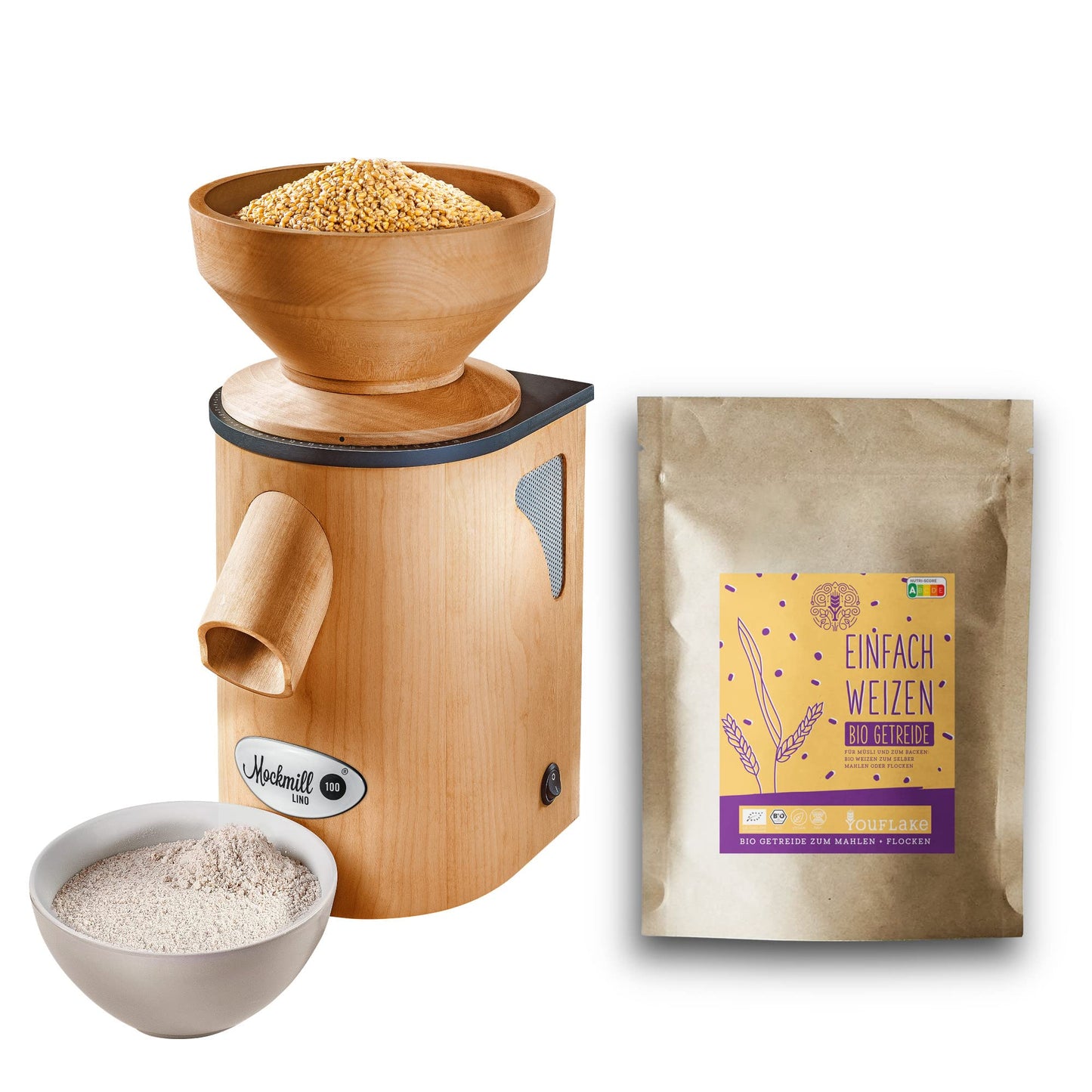 Getreidemühle Lino 100 inkl. 2.5 kg Bio Weizen, Mockmill Lino 100 + 2,5 kg Bio Weizen