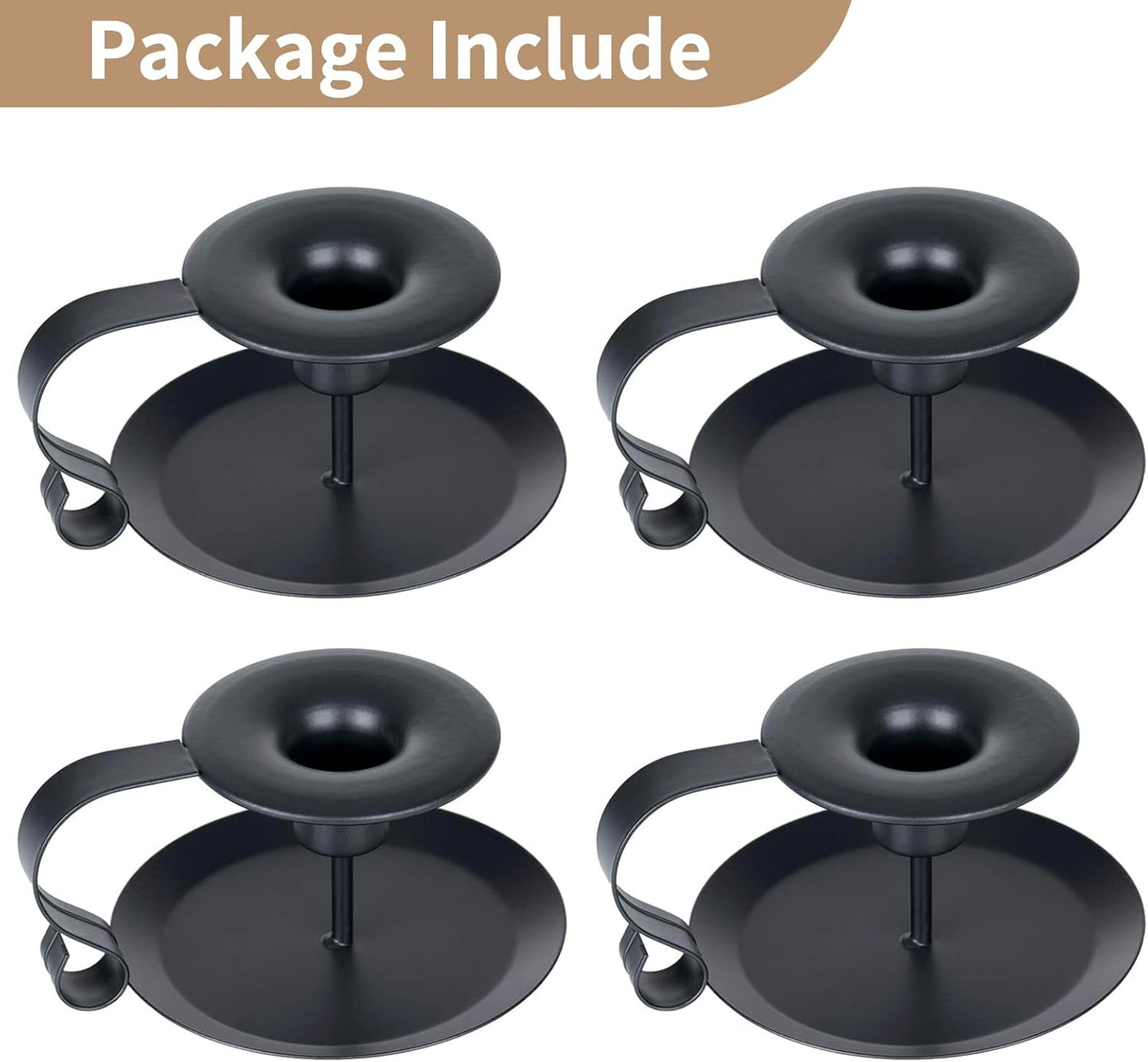 Schmiedeeiserne Kerzenständer, 4 Pièces Schwarz