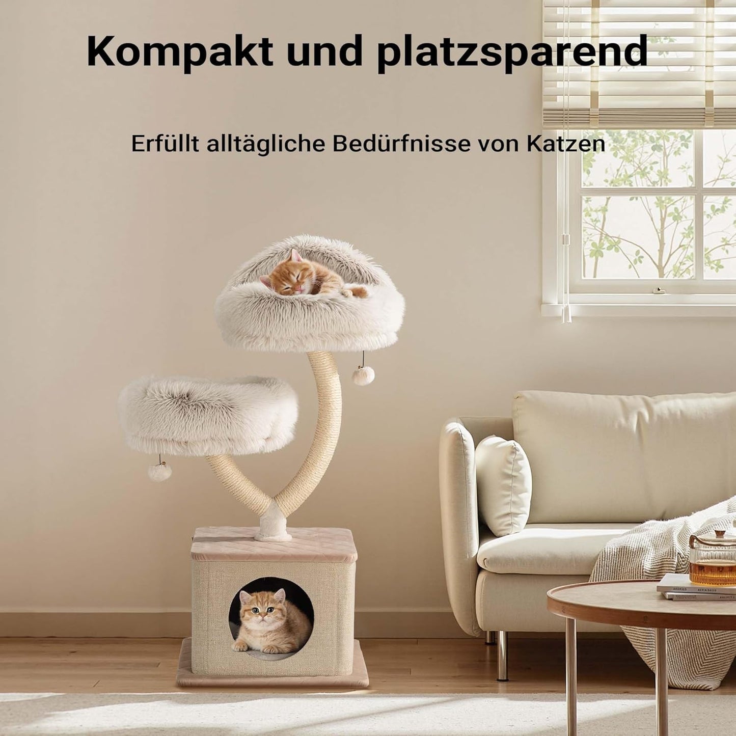 Kratzbaum mit Katzenhaus und Sisal, 95 cm