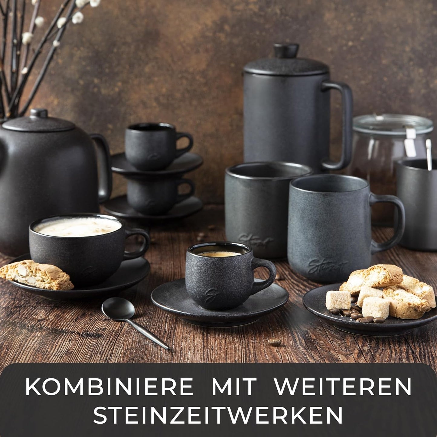 Espressokocher für Induktion (300ml), Espressokocher Schwarz