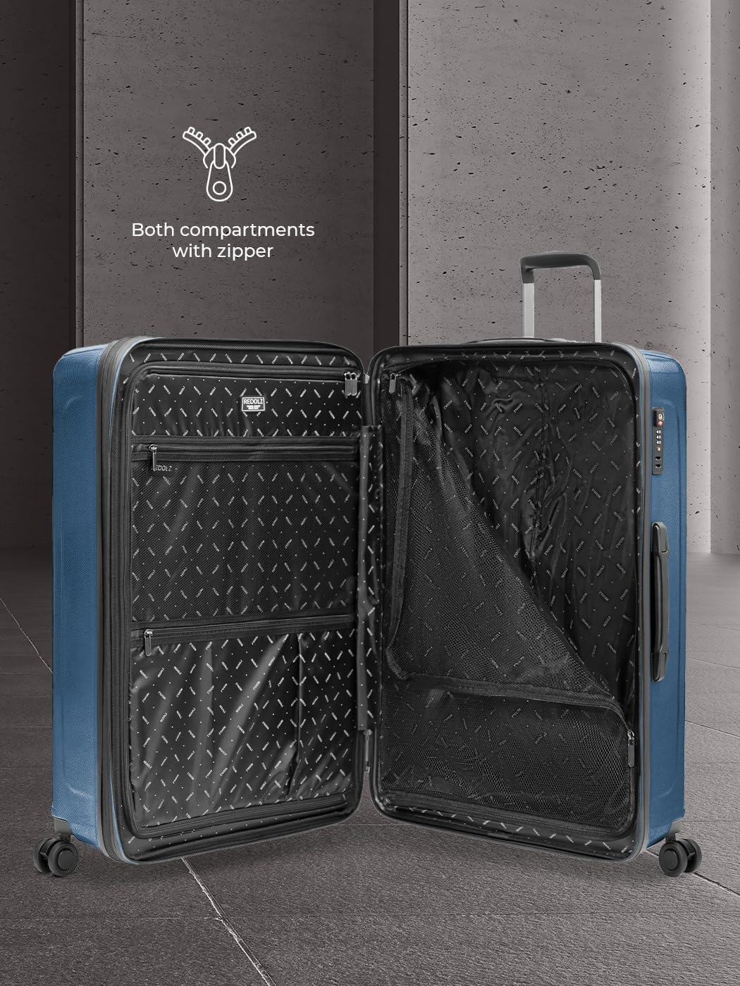 Essentials 14 Kofferset 3-teilig mit Dehnfalte, Dark Blue Metallic Trolley 3-SET erweiterbar