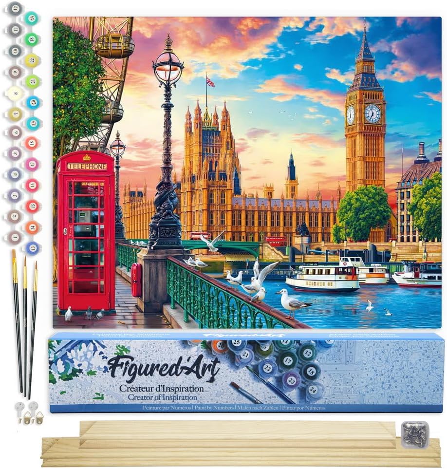 Malen nach Zahlen Set Frühling in London, Frühling in London 40x50cm Mit Keilrahmen (nicht gespannt)