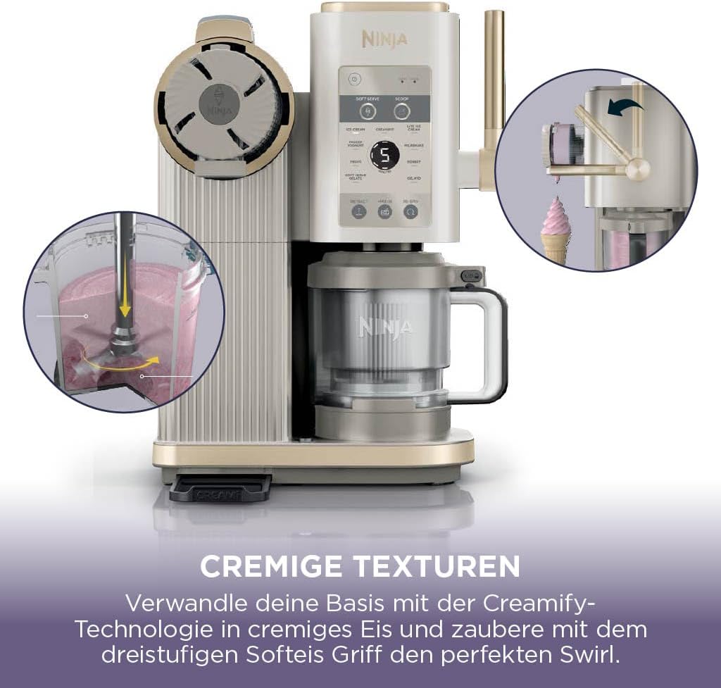 Creami Scoop & Swirl NC701EUSTGD Eismaschine mit 13 Funktionen, Stone Gold