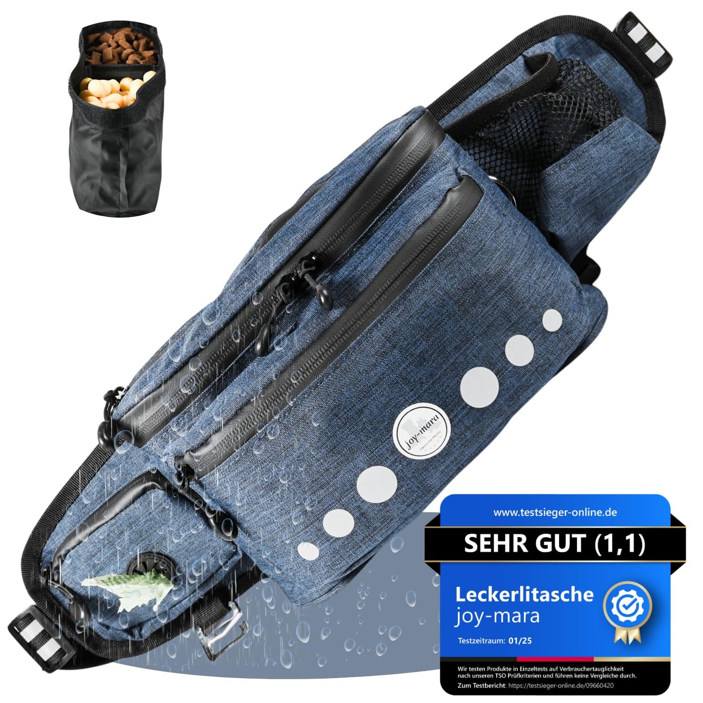 Leckerlitasche mit Flaschenhalter, Jeansblau