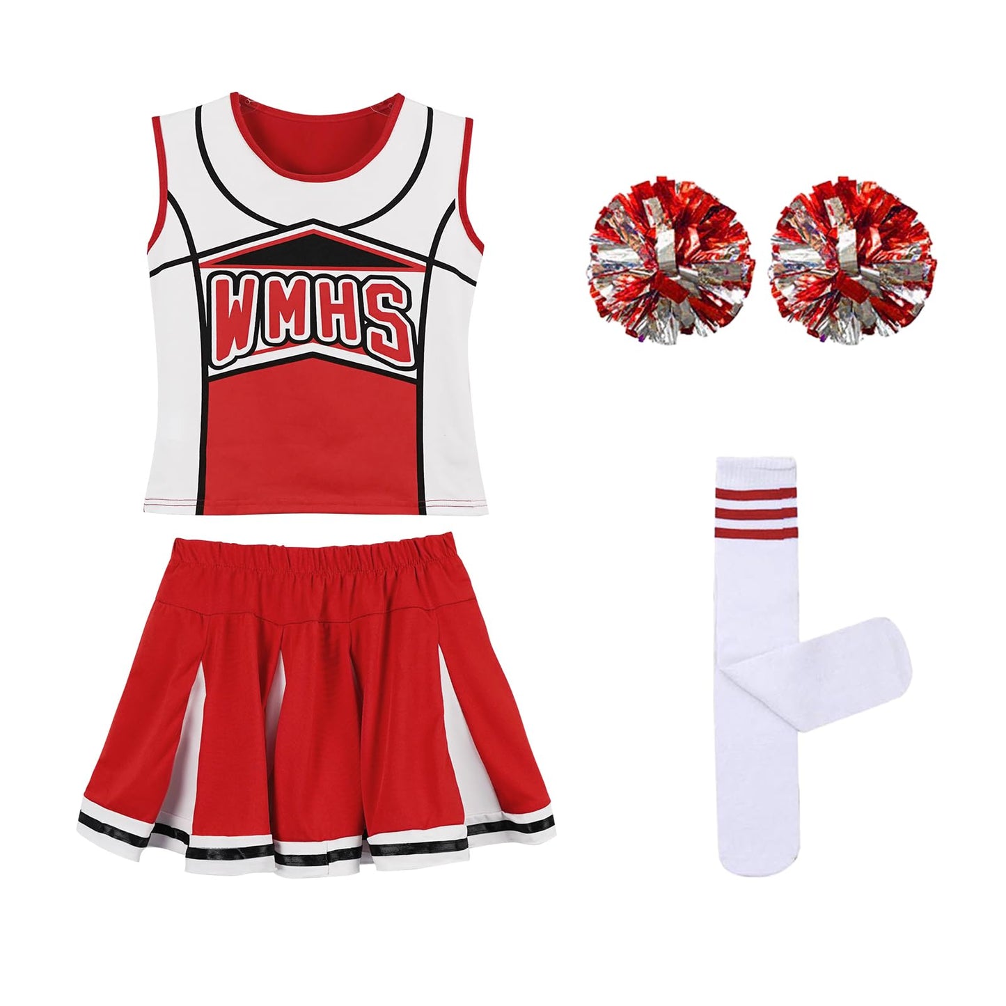 Cheerleader Kostüm-Set, Rot 10-11 Jahre