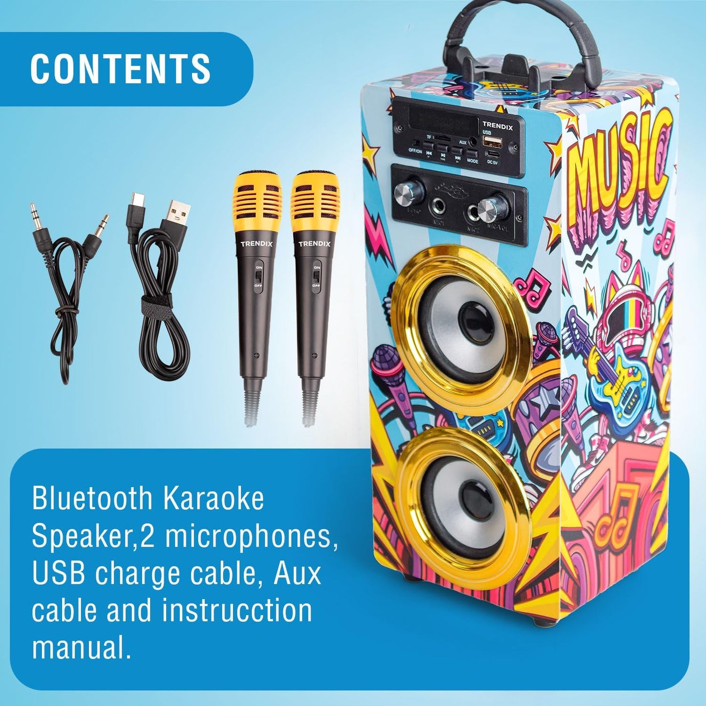 Karaoke-Maschine Music Star für Kinder mit 2 Mikrofonen, Music Star