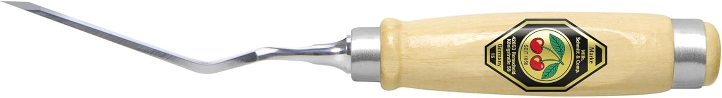 Stechbeitel gekröpft mit spitzer Schneide 12 mm, Beige / Silber 12 mm