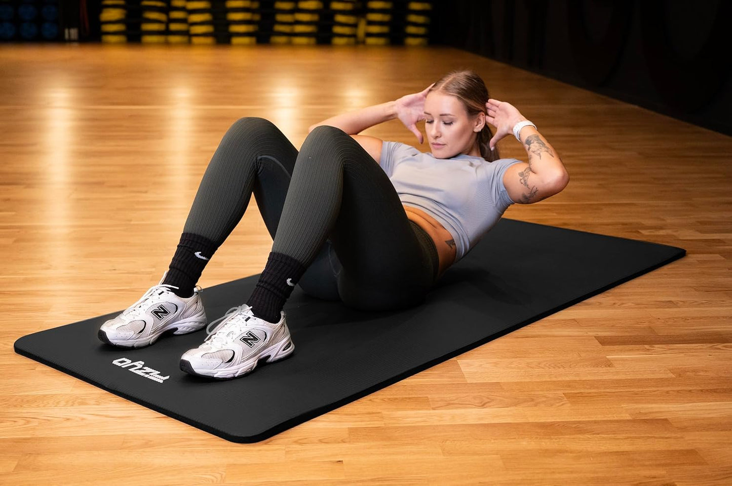 Rutschfeste Fitnessmatte, Schwarz 190x80x1.5 cm