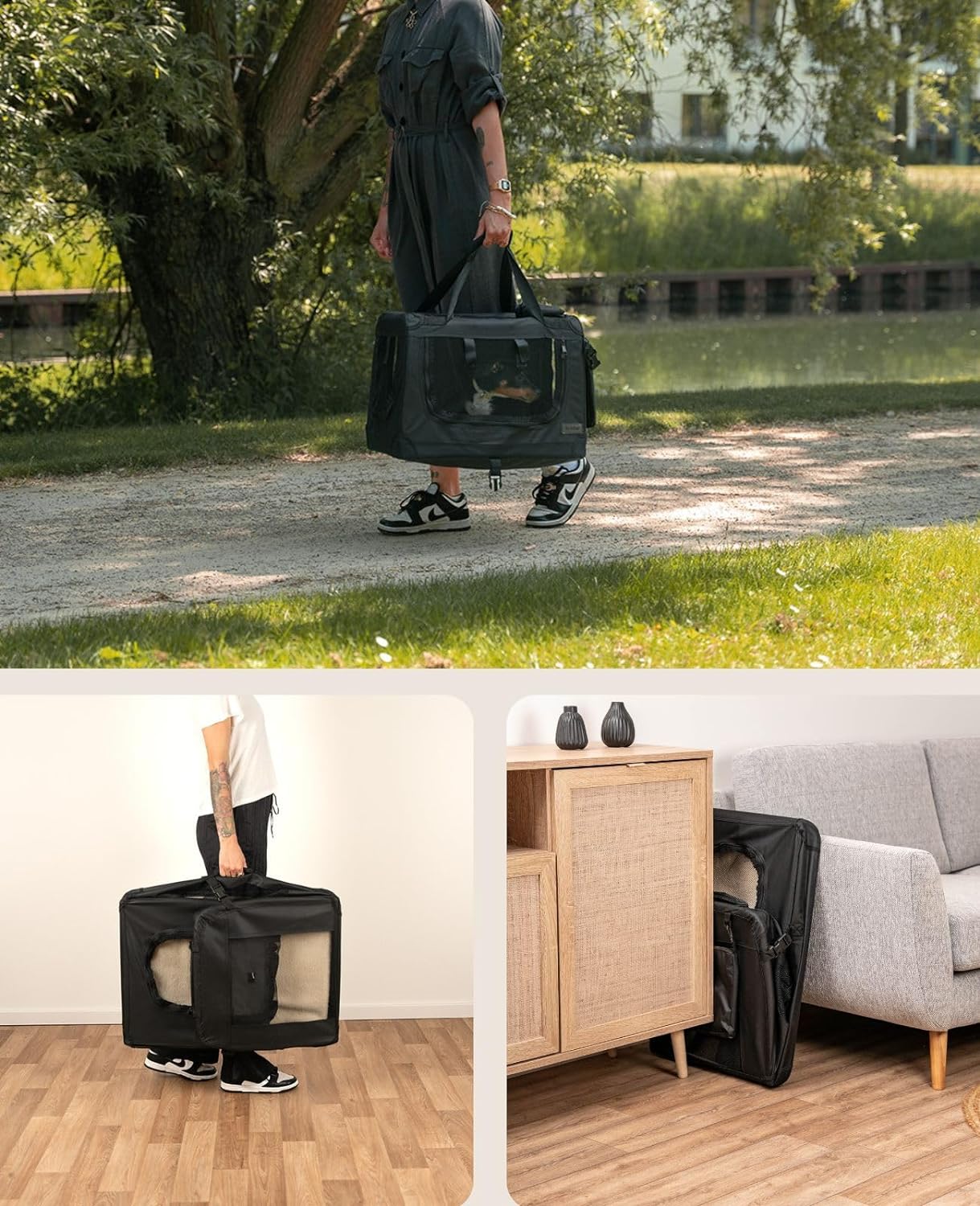 Hundetransportbox, Schwarz 1 - XS: 50x34x36 cm