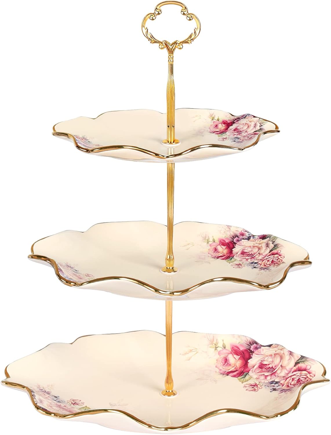 3-stufige Etagère mit Blumenmuster