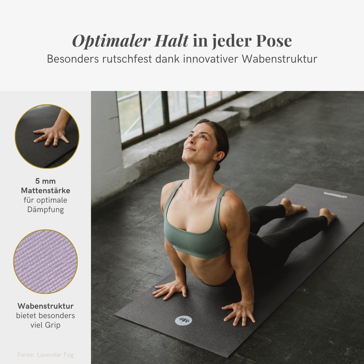 Rutschfeste Yoga- und Fitnessmatte, Lavender Fog