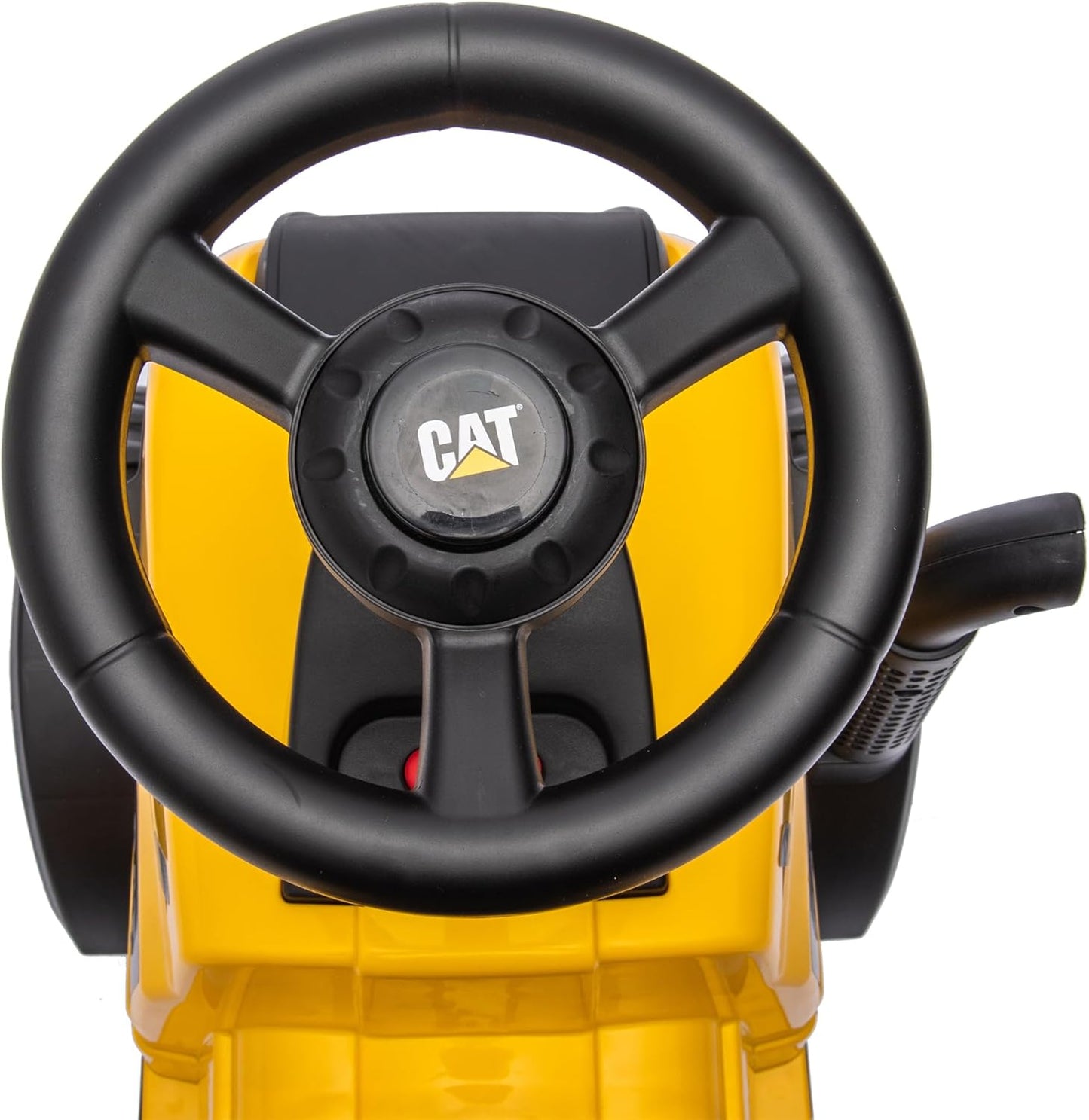 Rutschauto Traktor mit Anhänger, Schaufel und Rechen, Cat Gelb