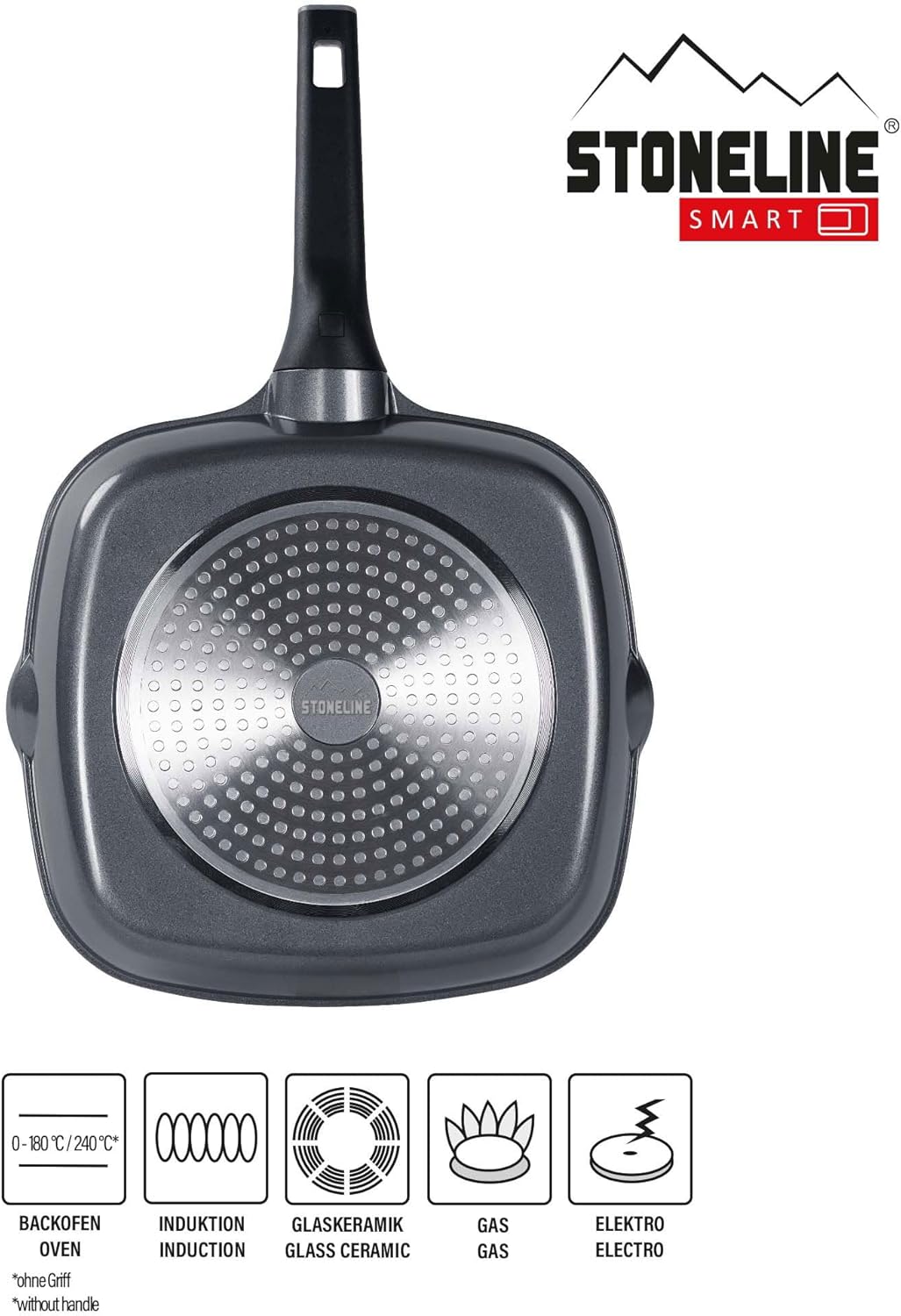 Grillpfanne mit abnehmbarem Griff