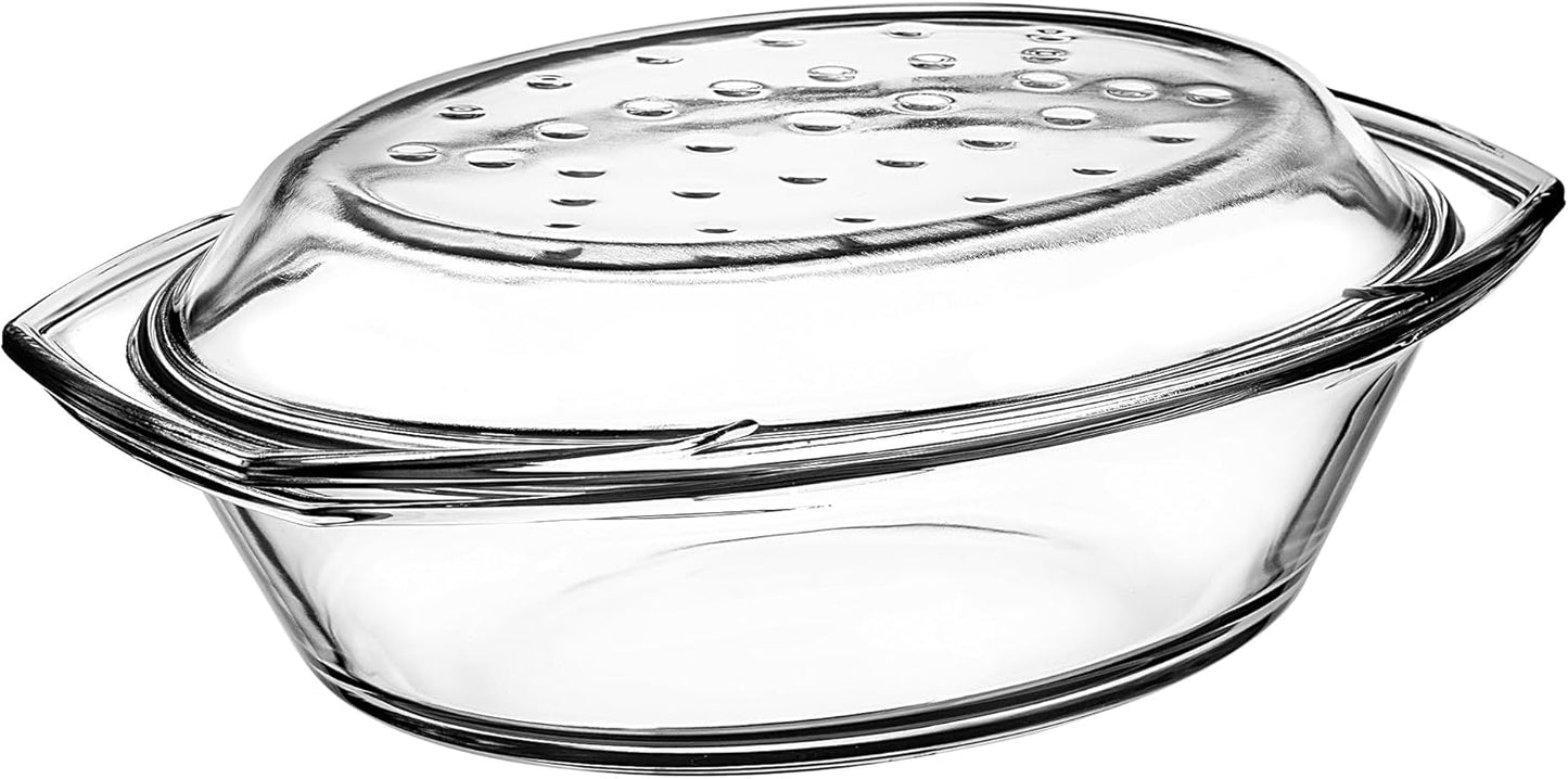 Hitzebeständige Auflaufform mit Deckel, Oval, 2,9 l