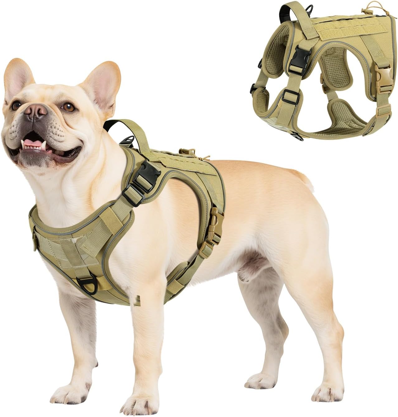 Taktisches Hundegeschirr, Armee Gelb S: 18-35 Pfund (Brust:19,6-31,5",Hals:11-19,6")