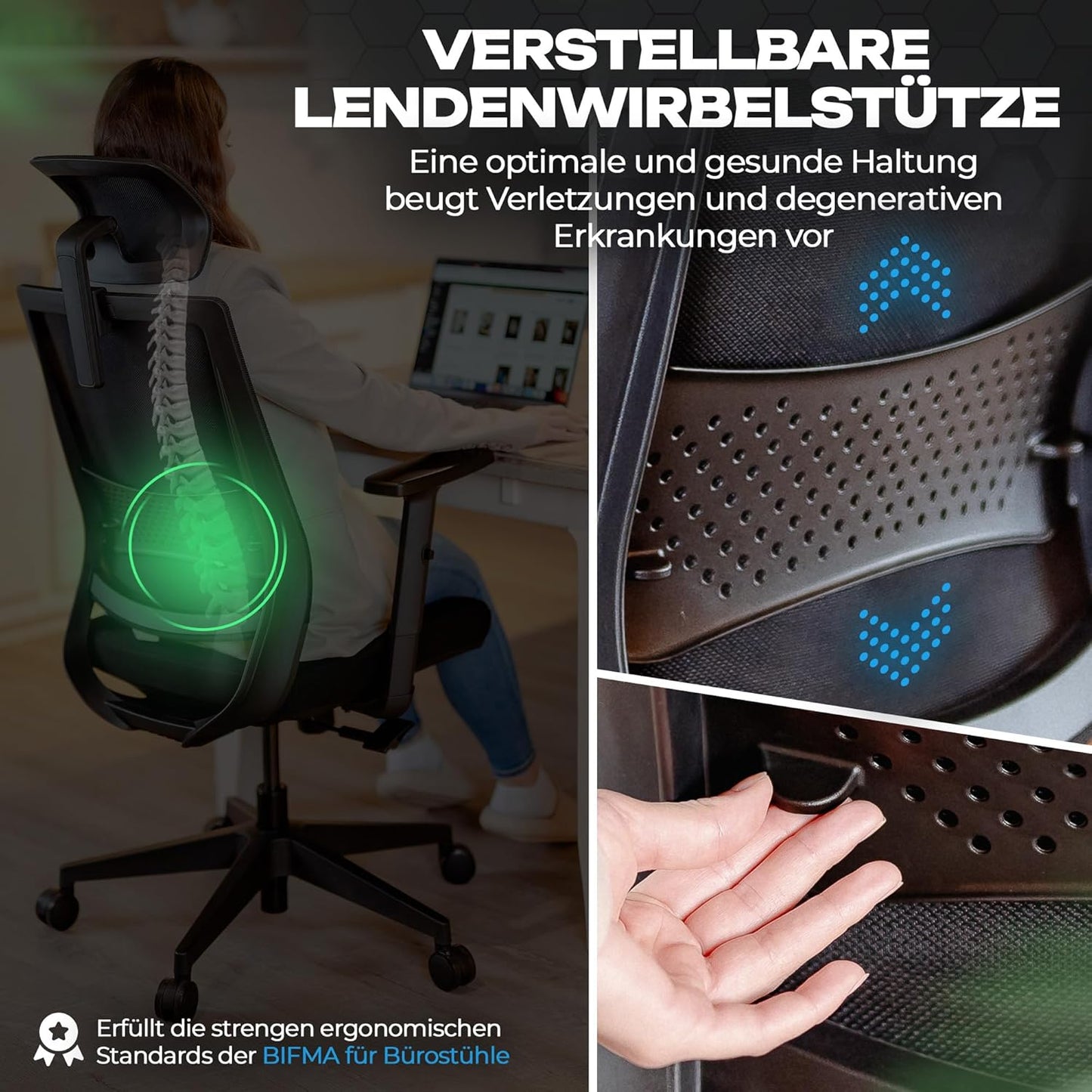 Ergonomischer Schreibtischstuhl M2pro, M2pro (Schwarz)