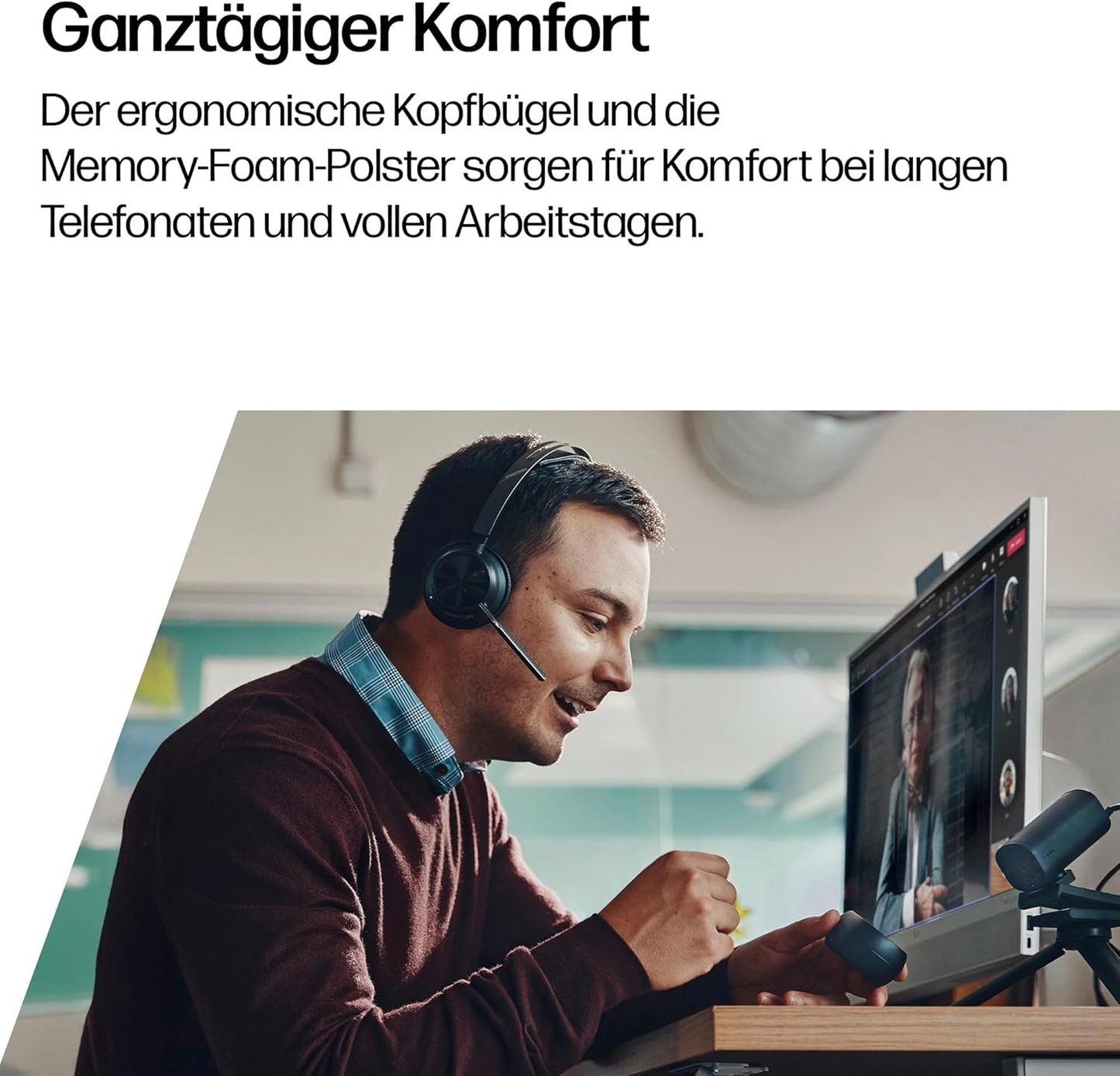 Voyager Focus 2 USB-C Headset, 2024 Version (USB-C) Teams zertifiziert mit Ladestation