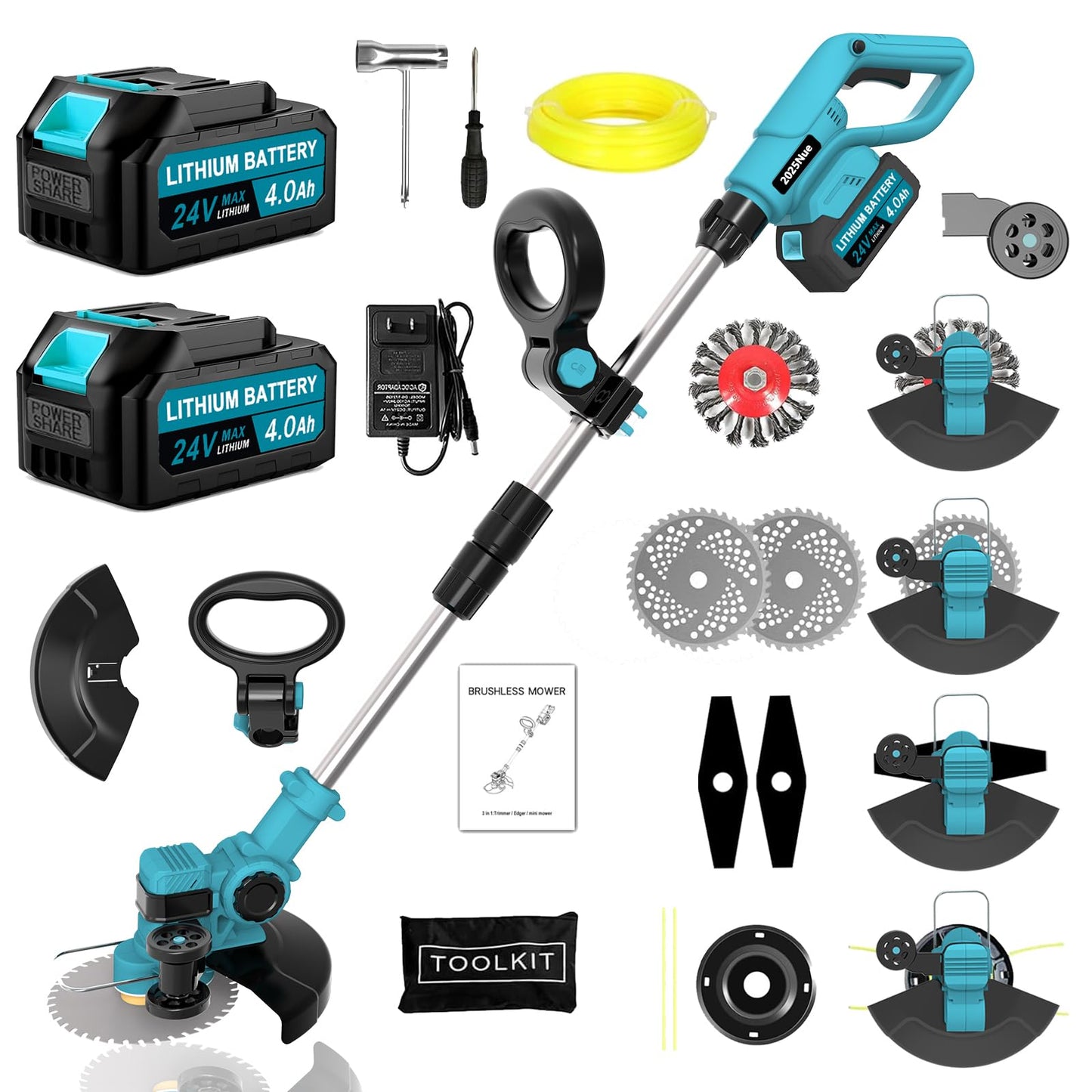 Akku-Rasentrimmer 4 in 1, Blau
