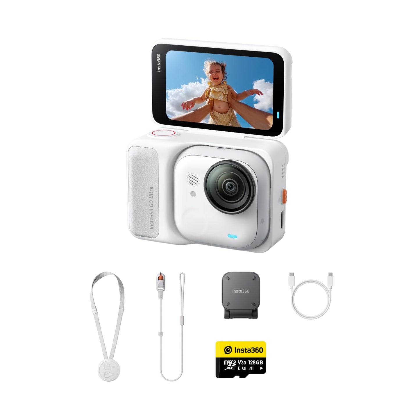 Standard Action-Kamera-Bundle, Polarweiss Standard-Bundle(128 GB microSD-Karte)
