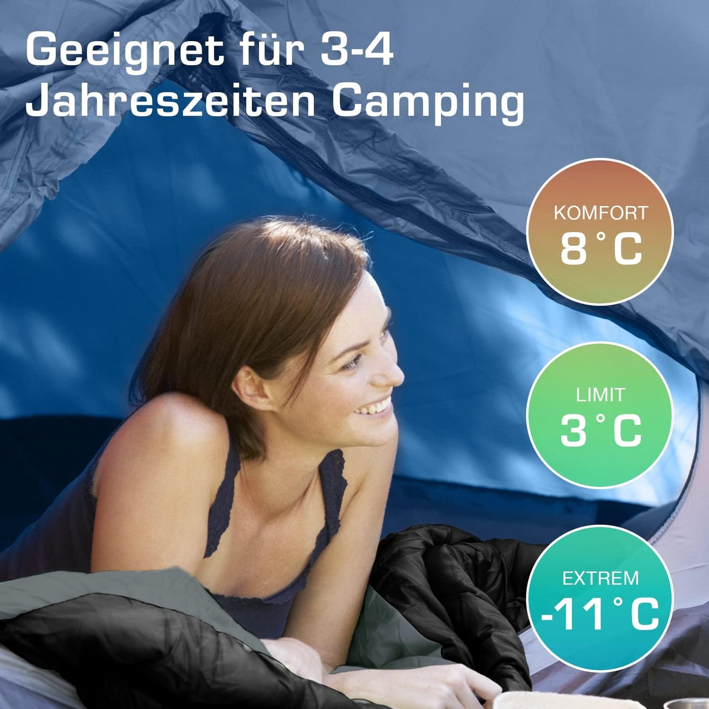Wasserabweisender Mumienschlafsack, Schwarz