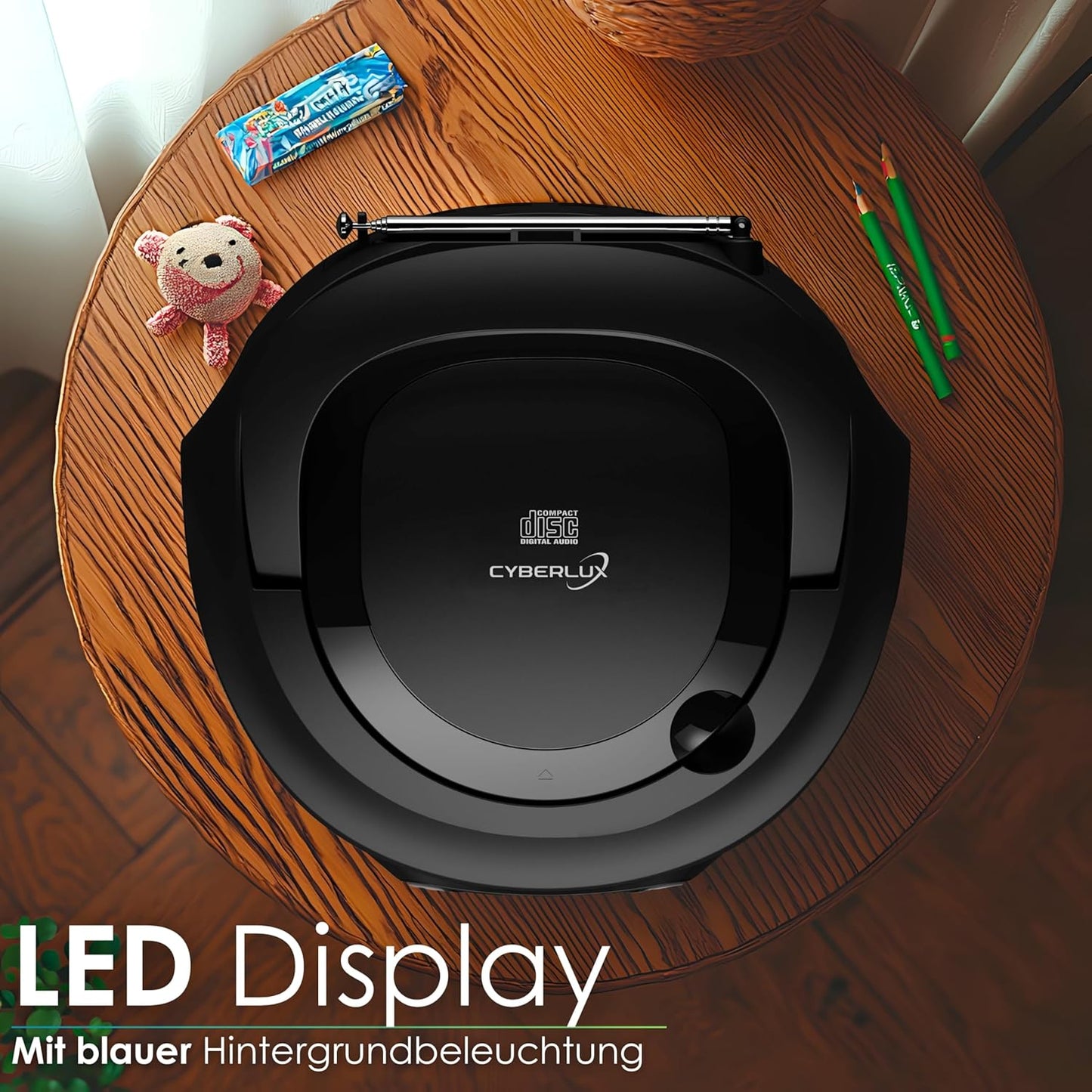 Tragbarer CD-Player mit Radio und USB-Anschluss, Dark Knight Black