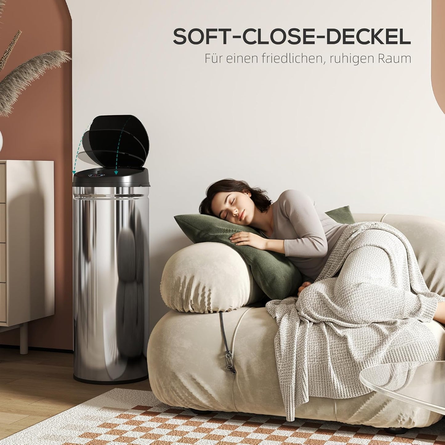 Sensor-Mülleimer, 50 L Silber