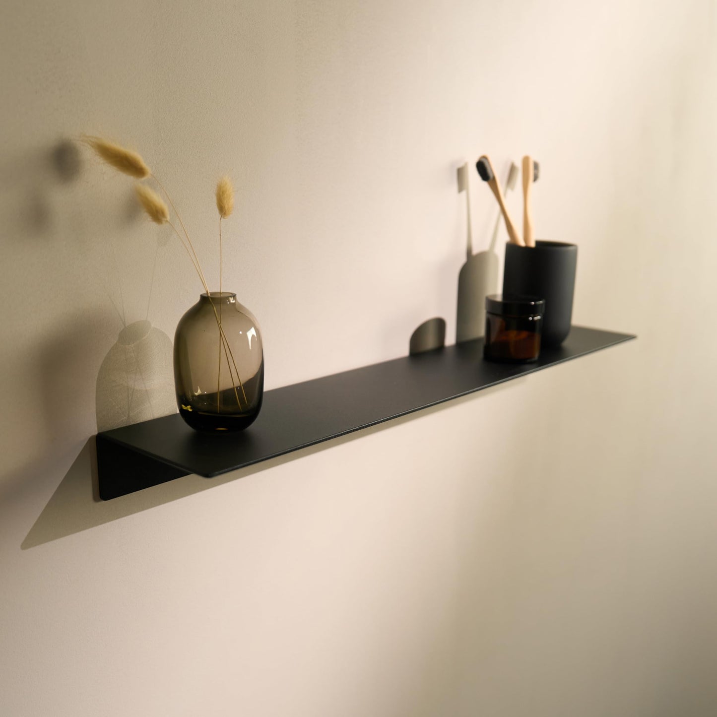 Selbstklebendes Wandregal, Schwarz 58 cm