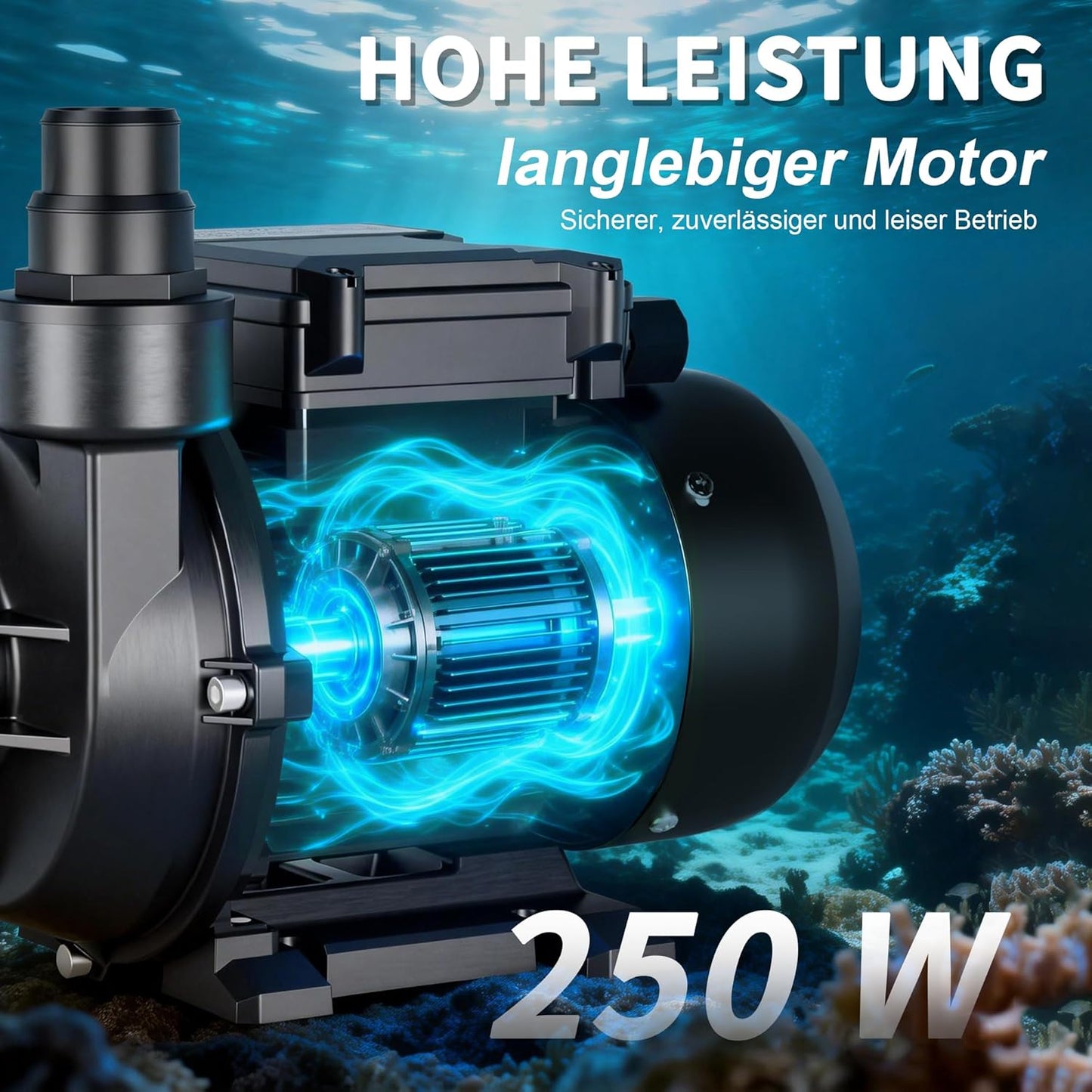 Poolpumpe, max. 9.000 l/h Fördermenge, Schwarz