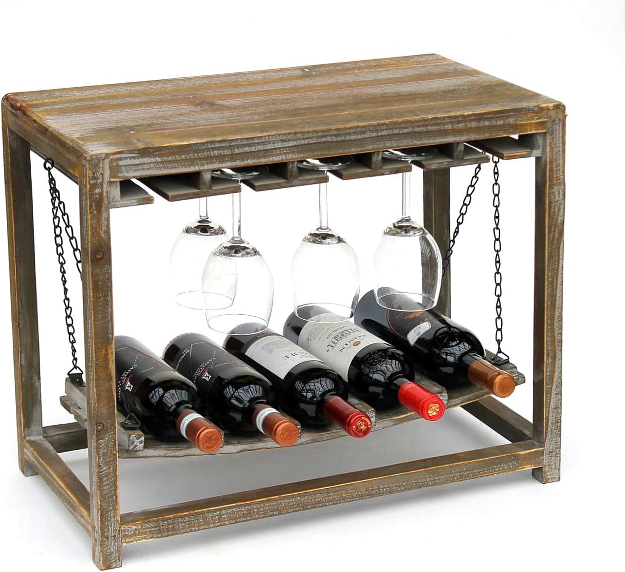 Weinregal mit Ablage und Glashalter