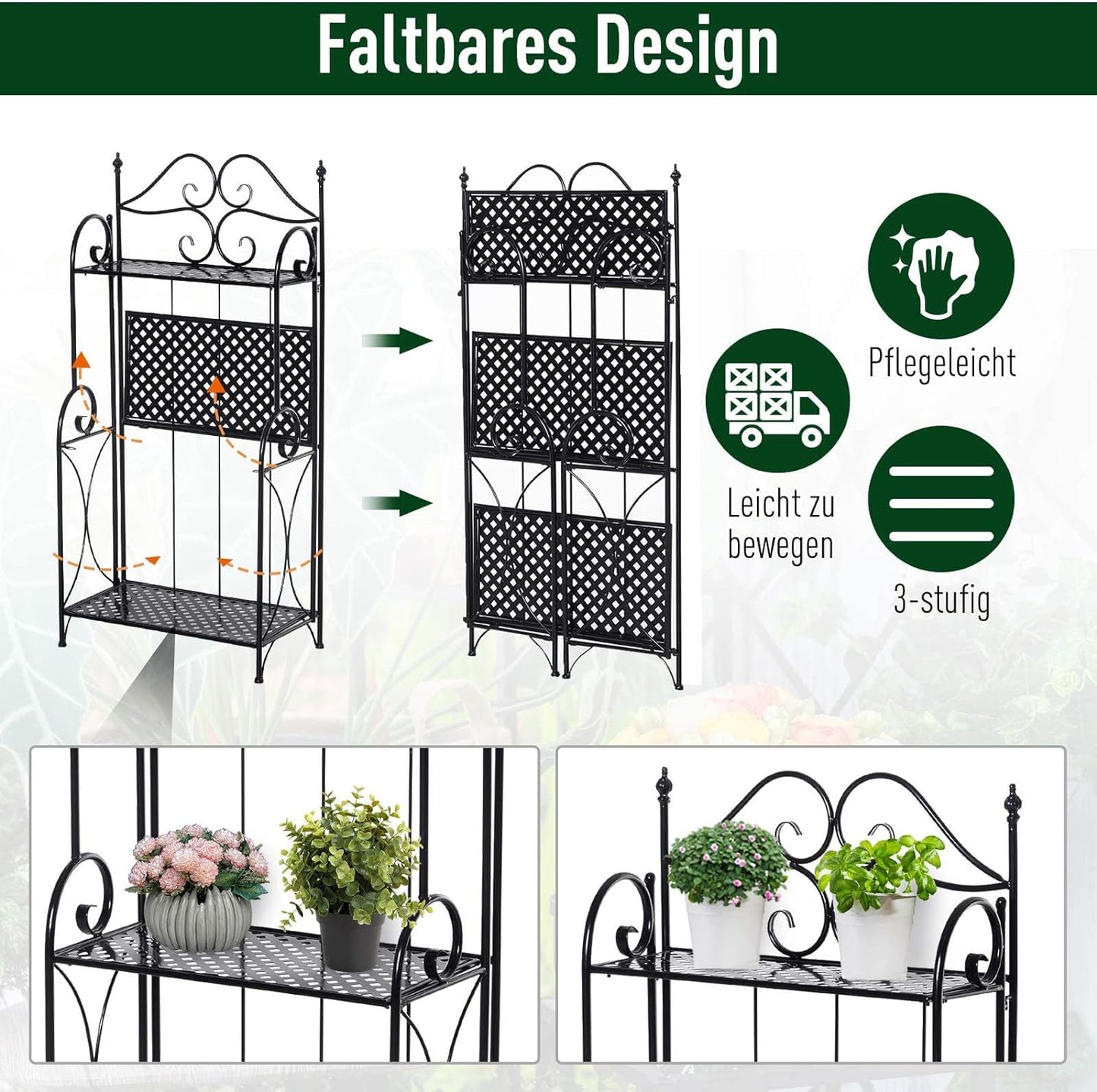 Gartenregal mit 3 Ablagen