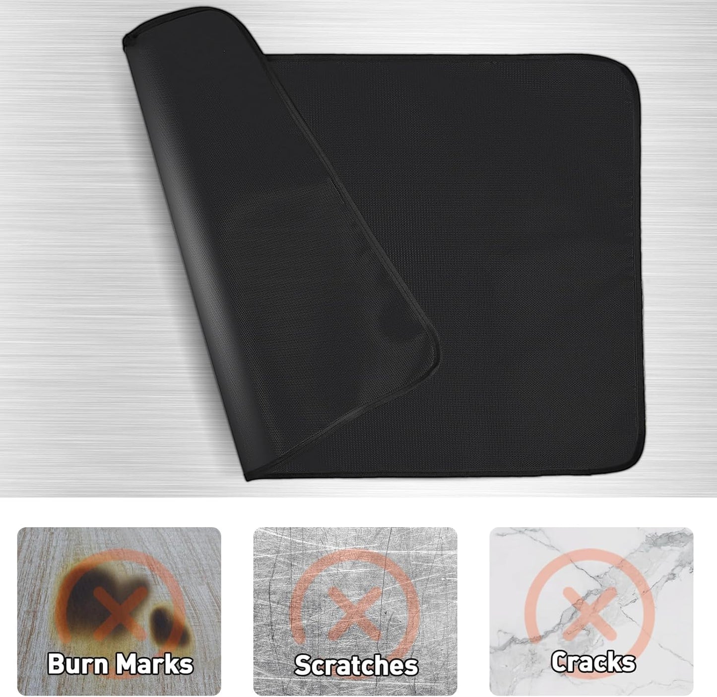 Feuerfeste Grillunterlage, 50x60cm Schwarz