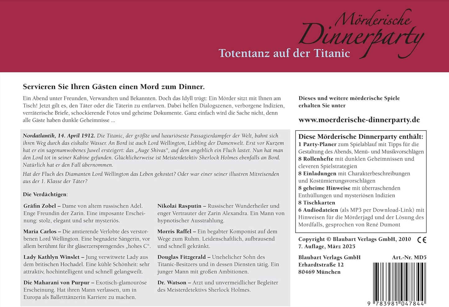 Mörderische Dinnerparty Totentanz auf der Titanic