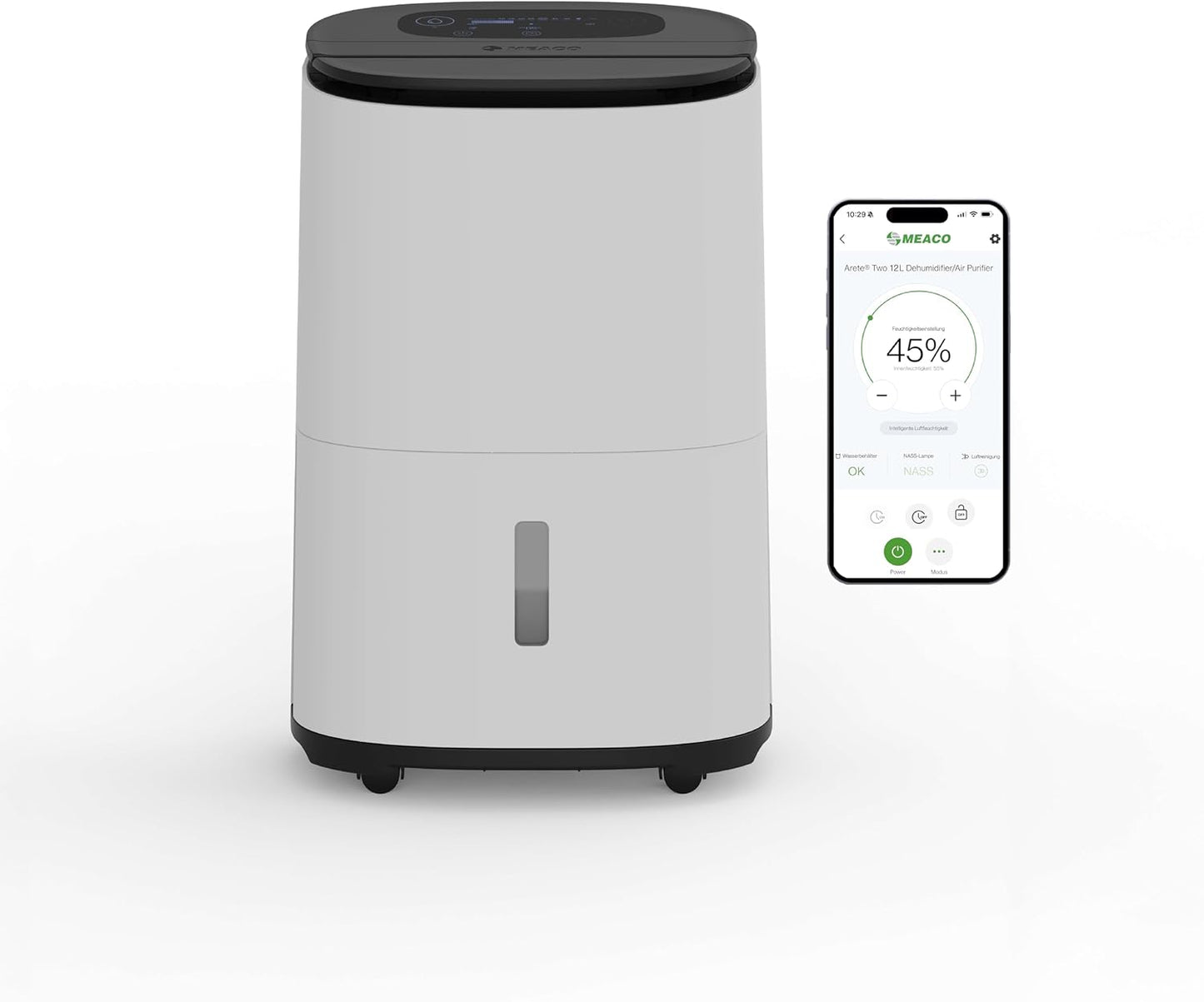 MeacoDry Arete Two Luftentfeuchter, Holzkohle; AreteTwo-12L(WiFi)