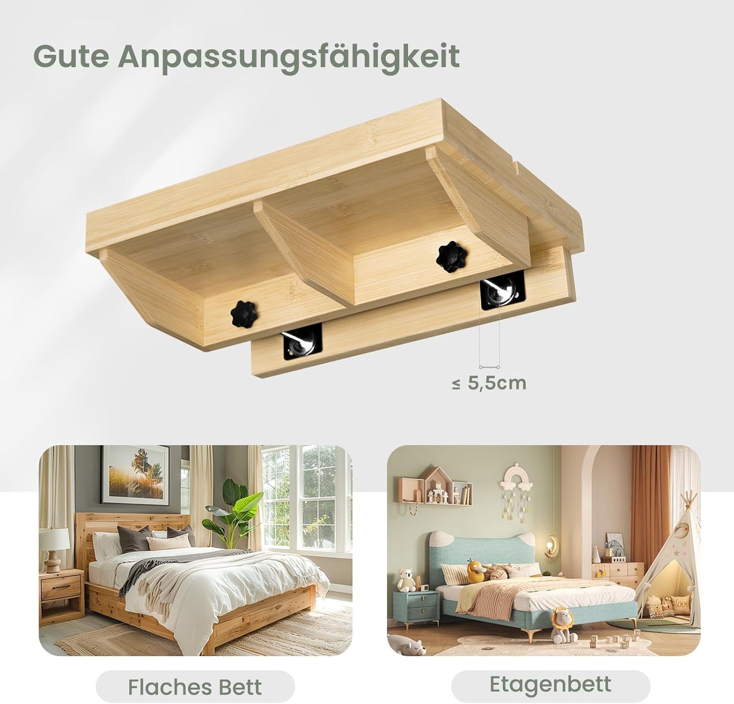Nachttisch zum Aufhängen, Bambusfarbe