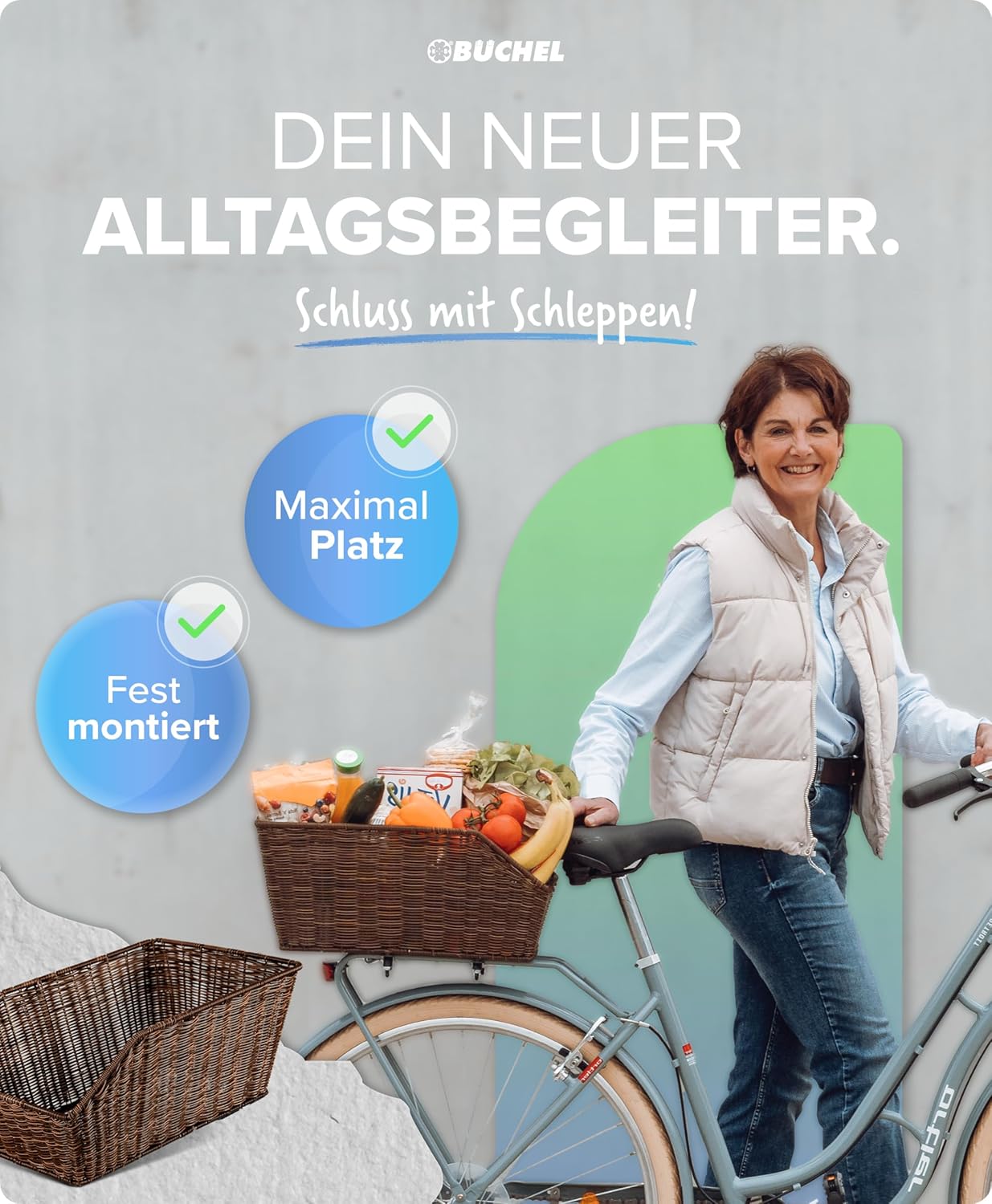 Fahrradkorb, Braun Single