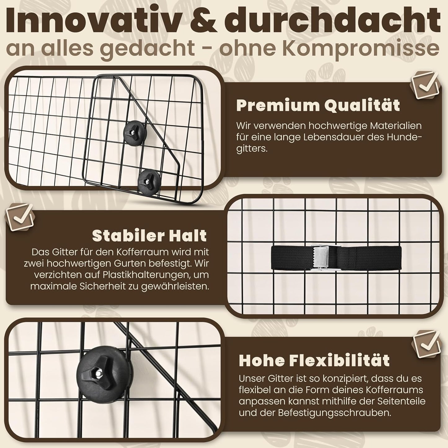 Kofferraum-Hundegitter für Autos